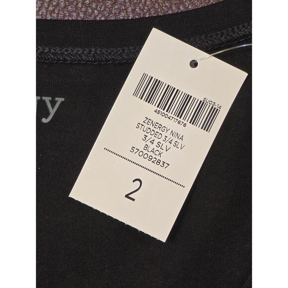 Zenergy Nina Studded 3/4 Length Sleeve Sz 2/L NWT - Picture 4 of 13